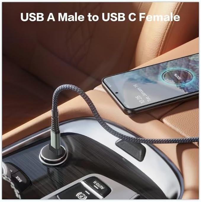 Full Tight USB to USB C Adapter, USB Type A Male to USB Type C Female, Add a Type C for PC/Mac/Car Charger/DC Adapter