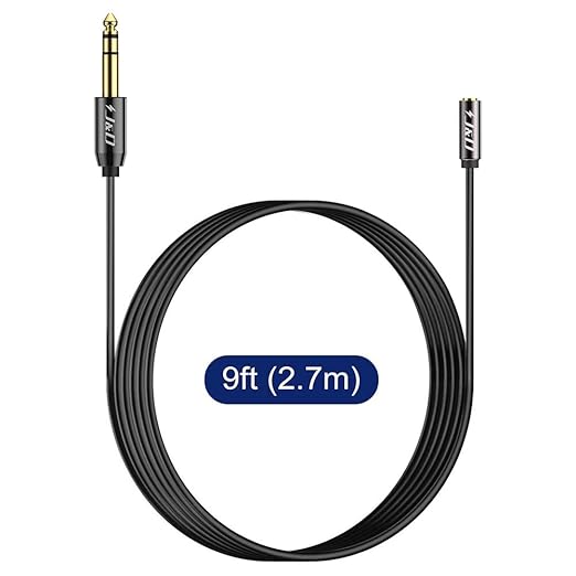J&D 6.35mm (1/4 inch) to 3.5mm (1/8 inch) Headphone Jack Adapter 9 Feet, Gold Plated 3.5mm Female TRS to 6.35mm Male TRS Stereo Audio Cable for Guitar Amp, Amplifiers, Headphones Extension Cable