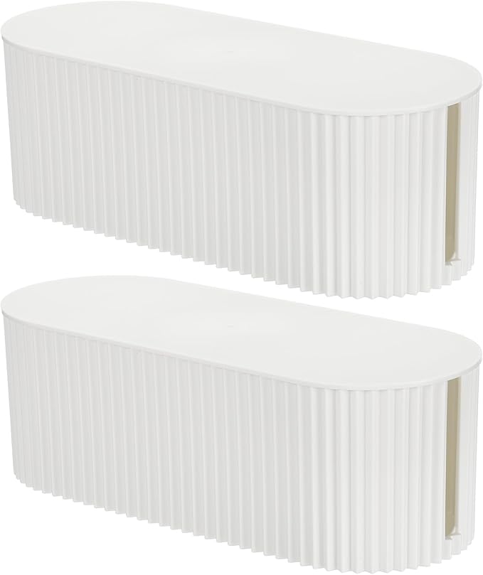 YOKIVE 2 Pcs Cable Management Box, Cord Hider Organizer Decorative Strip Storage Box Desk Accessories for TV Computer Cords Home, Office, White