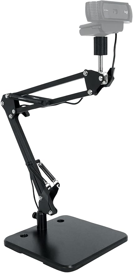 Rockville iSTAND 75 Desktop Boom Arm Stand, Mic/Phone/Tablet/Webcam Holder, Weighted Steel Base, 360-Degree Swivel, Anti-Scratch Grip, for Podcasting and Streaming
