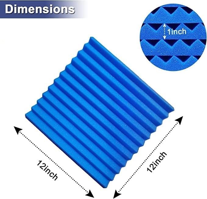 52 Pack Acoustic Foam Panels 1" x 12" x 12"Acoustic Wedge Studio Foam Sound Absorption Wall Panels (Black/Blue)