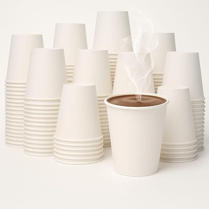 360 Count Pack 12 oz Disposable Paper Coffee Cups, Hot & Cold Drink Cups for Coffee, Tea, Juice, Leak-Proof Food Safe White Paper Cups for Home, Office, Cafes, Travel,