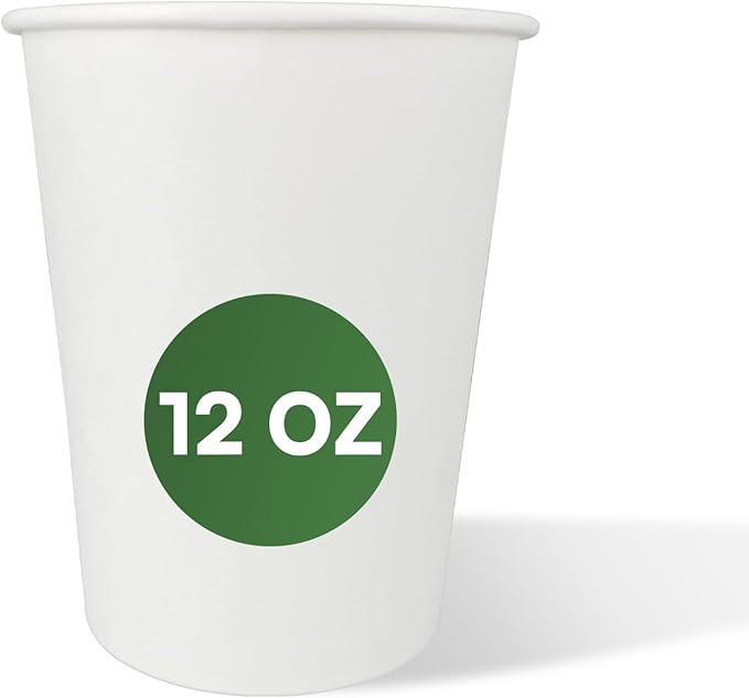 White Paper Cups 12 oz Disposable Coffee Cups, 300 Pack BPA Free Leak Proof Hot Cups, 300GSM Thickened Disposable Cups,Unbleached Hot Cold Drink Cups for Everyday Home Office Coffee Bar Party Supplies