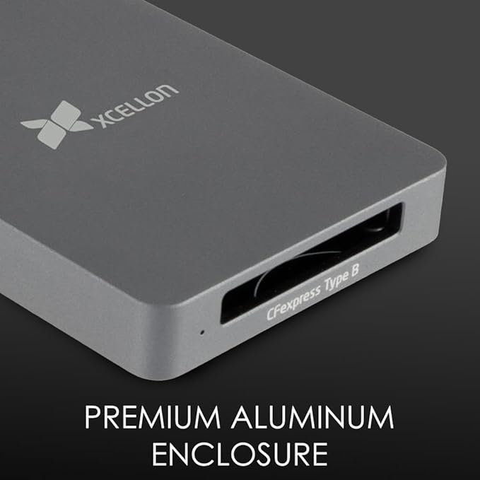 CFexpress Type B Card Reader with USB 3.2 Gen 2, 10Gbps High-Speed Data Transfer, USB C to USB C/USB A Cable, Aluminum Enclosure, Push Lock and Security LED Indicator