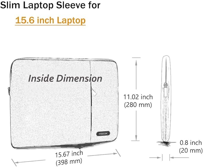 Hseok Laptop Case 15.6 Inch Sleeve, Shockproof Protective Water Repellent with Accessory Pocket,Compatible with Mac Pro 16 inch 2025-2019, Sleeve Bag for Most 15 15.6 16 Notebooks,B01F01