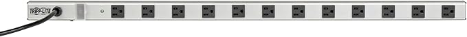 Tripp Lite 12 Outlet Power Strip with Surge Protection, 15ft. Cord, Metal, 36 in. length, Life Limited Manufacturer's Warranty (SS3612),Gray