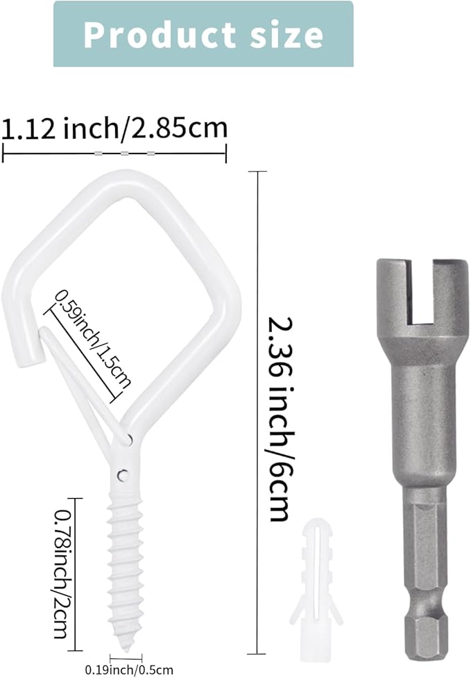 Sexoeie 100 PCS White Eye Screw Hooks for Hanging Heavy Duty with Safety Buckle.Metal Ceiling Hooks for Hanging Plants Cup Wind Chime Bird Feeders Patio Lights at Indoor&Outdoor