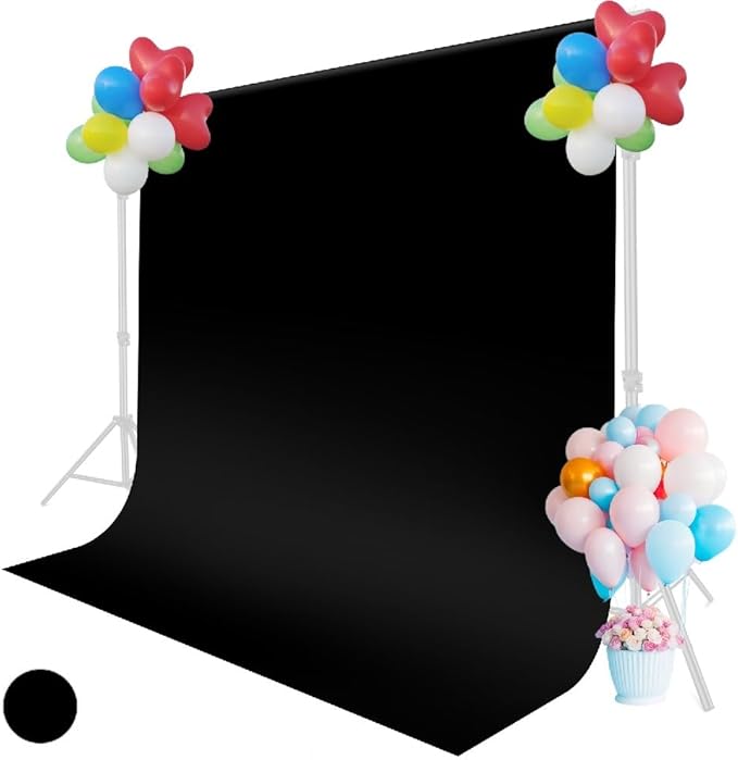 Black Backdrop for Photoshoot, 5x6.5ft Black Photo Backdrop Background, 1.5x2m Collapsible Fabric Backdrop Curtain, Portrait Back Drop Cloth, Content Creator Backdrops for Video Recording