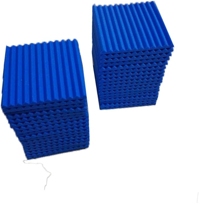 50 Pack Acoustic Panels Soundproof Studio Foam for Walls Sound Absorbing Panels Sound Insulation Panels Wedge for Home Studio Ceiling, 1" X 12" X 12" (Black&Blue)