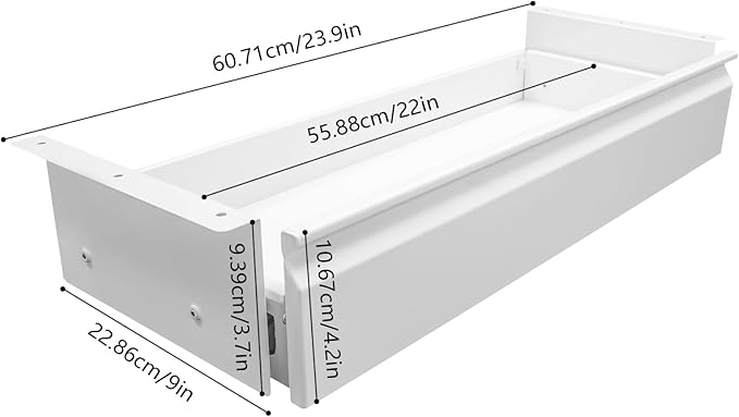 LEYSRIS 23.9" Under Desk Storage Drawer, White Sliding Pull-Out Drawer for Sit Stand Workstation