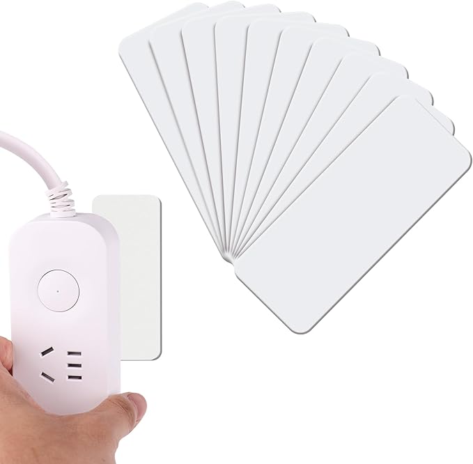 10-Pack Self-Adhesive Mounting Strips for Power Strips – 3.95” x 1.58”, Punch-Free Wall Socket Holder for Home, Kitchen, and Office, Adhesive Only