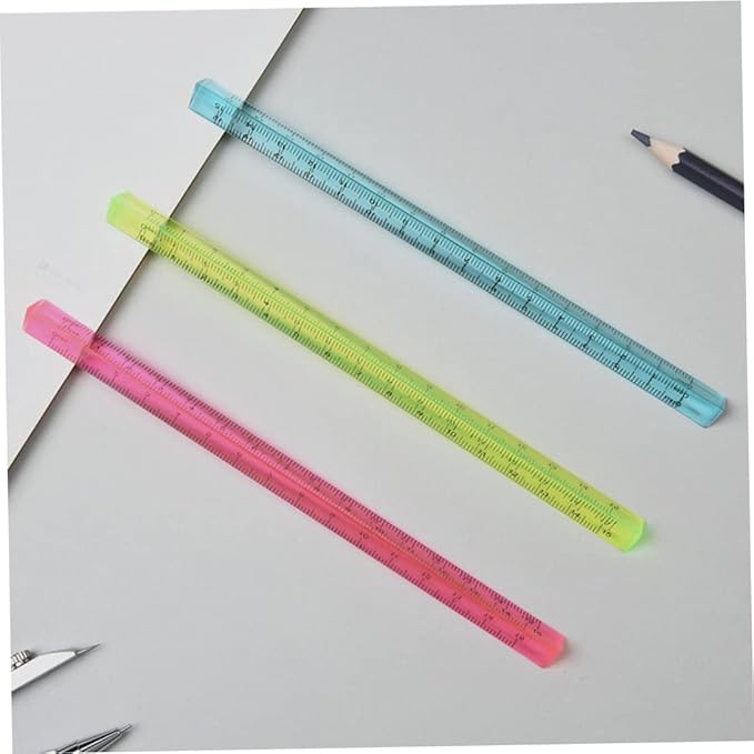 Triangular Ruler 15CM Plastic Straight Ruler Practical Student Stationery Dual Scale Measuring Tool Office School Supplies Random Color