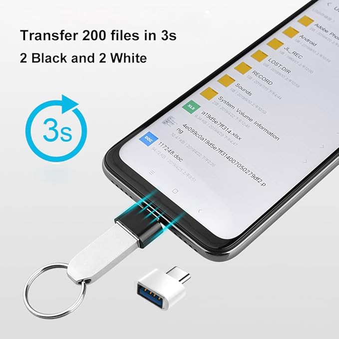 USB C to USB Adapter 4 Pack, USB Female to Type C Male OTG Adaptor, USB C Adapter Compatible with MacBook Pro, Samsung Galaxy, Phones, Laptops, Tablets and More (2 Black and 2 White)