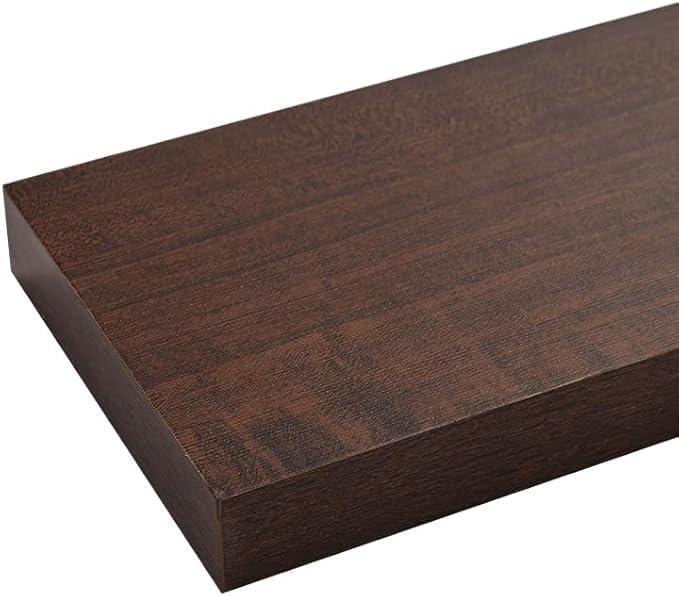 Floating Shelves for Wall, Wall Mounted Rustic Wood Shelves for Bathroom, Bedroom, Living Room & Kitchen, Hanging Shelf for Storage, Books & Room Decor, Walnut-Like, Set of 4, 12"x7"x1.5"