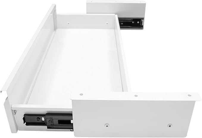 22" Under Desk Drawer Slide Out For Office Desk, Storage Organizer For Sit Stand Workstation, White