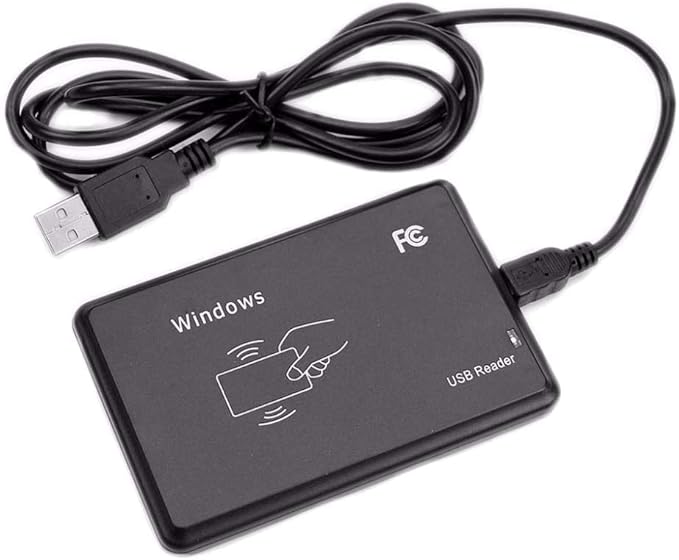 HiLetgo 125Khz EM4100 USB RFID ID Card Reader Swipe Card Reader Plug and Play with Cable First 10 Digit (Only Read 125kHz ID Card, Cannot Read IC Card. See Product Pictures)