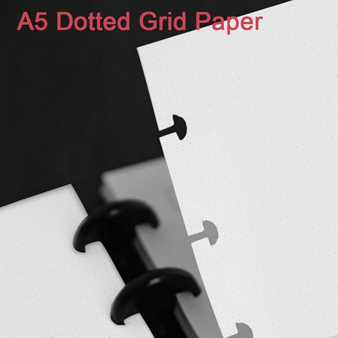 (3-Pack) Junior Size TUL Discbound Dotted Refill Paper, 8-Disc Disbound Insert, 300 Sheets/600 Pages Dot Grid Paper, 100gsm White Paper, 5.8'' x 8.2''