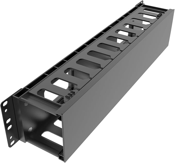 QiaoYoubang 2 Pack of 2U Plastic Cable Management Organizer 12 Slots Horizontal 19" Rack Mount Cable Manager Disassembled