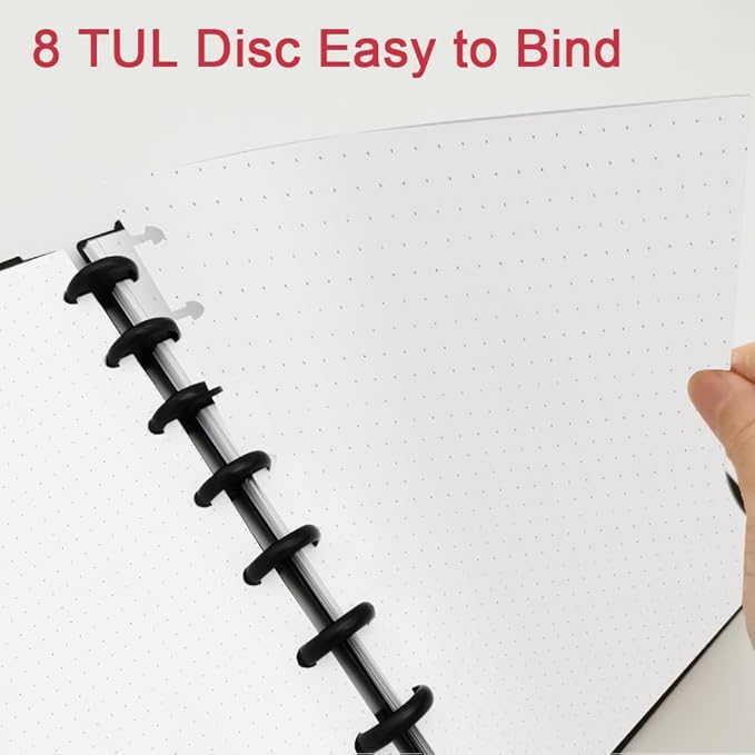 (3-Pack) Junior Size TUL Discbound Dotted Refill Paper, 8-Disc Disbound Insert, 300 Sheets/600 Pages Dot Grid Paper, 100gsm White Paper, 5.8'' x 8.2''