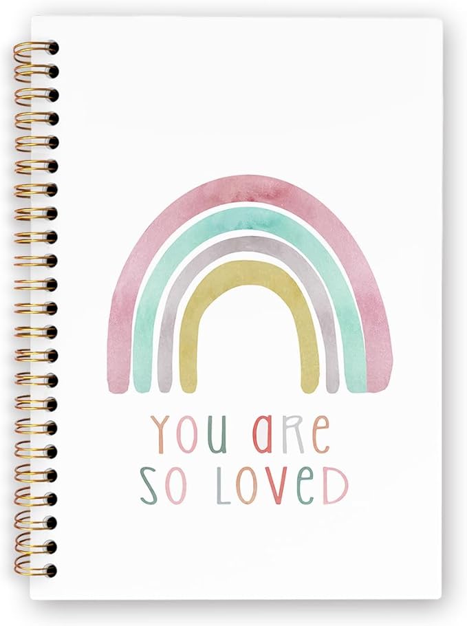 dvhdajed Boho Rainbow Spiral Notebook, You Are So Loved Positive Affirmation Journaling Notebooks, Inspirational Spiral Journal for Girls Women, Positive Office School Supplies Gifts, 5.5x8.3 In