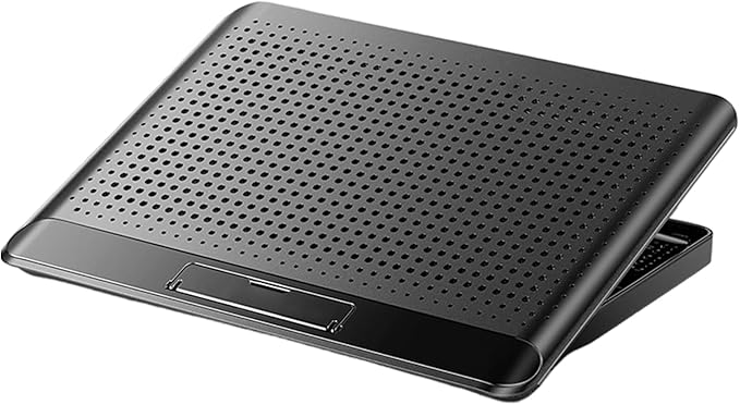 Laptop Cooling Pad – Aluminum Alloy 35x26x2.3cm | Adjustable Computer Cooler Support Quiet Laptop Stand with Fan | Keyboard Phone Tablet Book for Desk Home Workplace Dorm
