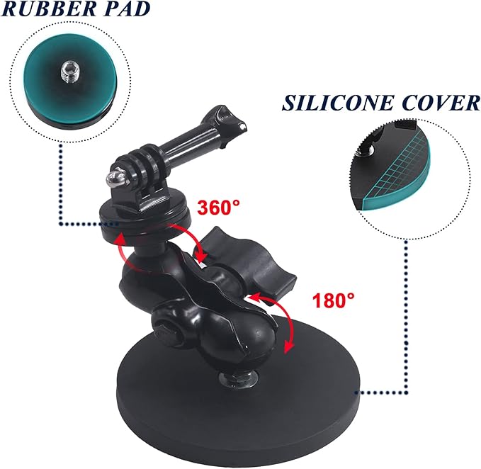 Magnetic Camera Mount, Heavy Duty Base Kit, USMG-01 for GoPro Hero 13/12/11/10/9 Akaso EK7000 DJI osmo Arlo DSLR x5/4/3 Pocket Compatible with RAM Mount B Size (3.46" DiameterBase)