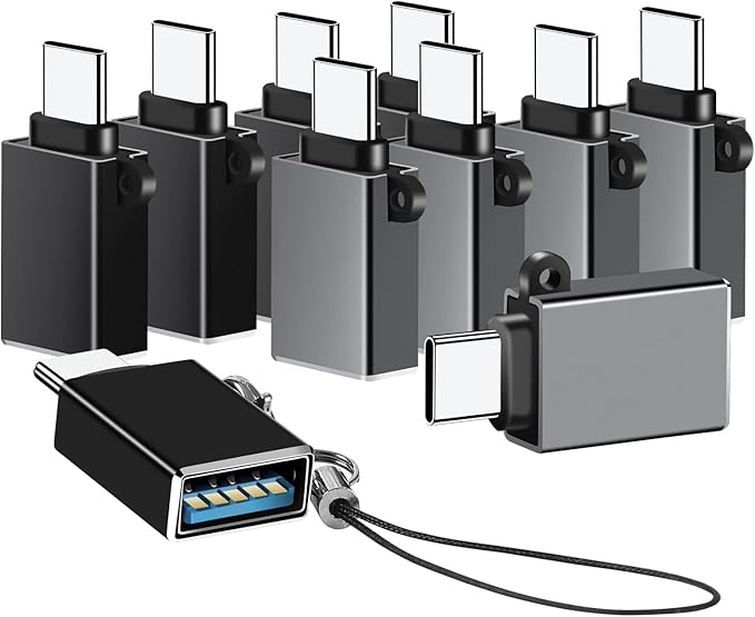 USBC to USB Adapter 10 Pack,USB C to USB A Adapter,Type C to USB Converter,USBC Adapters for iPhone 17 16 15,MacBook Pro,iPad,Samsung Galaxy S25 S24 S23