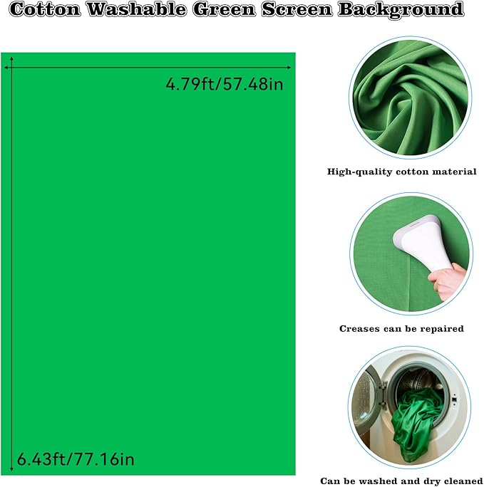 Green Screen Backdrop Kit with Stand - 6.5x5 Ft Portable Green Screen & Adjustable Backdrop Stand for Streaming, Photography, Gaming, Zoom (Includes 4 Clips & Carrying Case)