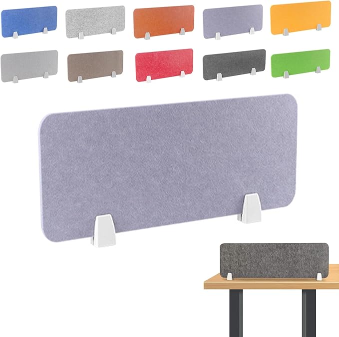 Felt-Covered Panels, soundproof Desk dividers, Removable Acoustic Desk partitions with Two Clips, Suitable for Installation as Privacy Screens in Offices, Studies, classrooms and librari E 11.8x19.7"