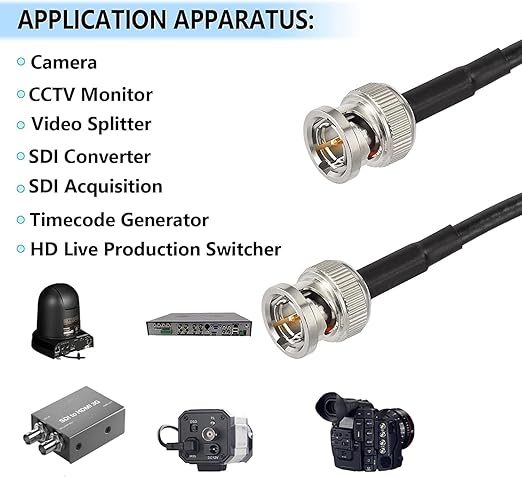 Superbat 3G/6G HD SDI BNC Cable 1ft Thin Short (Belden 1855A) - Supports HD-SDI/3G-SDI/4K/8K Camera Recorder Precision Video (2pcs)