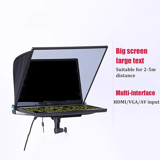 22 Inch Large Teleprompter for Computer Laptop, Professional Video Camera Tablet Prompter with Beamsplitter Glass & Aluminum Carry Case, for TIK Tok Live Short Videos Speech