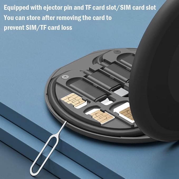 USB C Adapter Cable Kit, Multi Charging Cable Case Convertor USB C to iOS Device/Type C/Micro/USB A Adapter, Data Transfer Contains Card Slot for Traveling, Use as Phone Holder (Black)