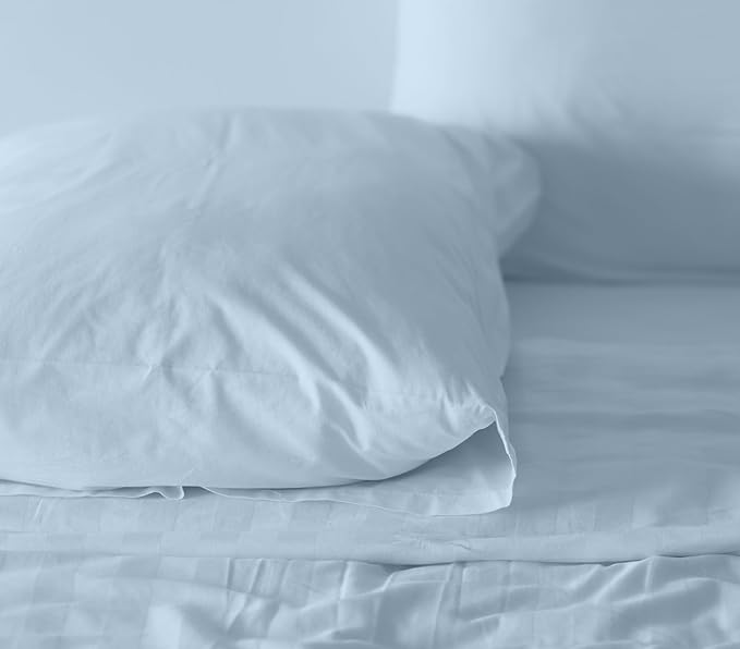RUVANTI 100% Cotton Full Size Bed Sheets, 4 Pieces, Soft & Breathable Percale Weave Bedding, Deep Pocket 16", Hotel Standard, Crisp Cool Feel, Durable, Perfect Sheet Set Dyed, Baby Blue