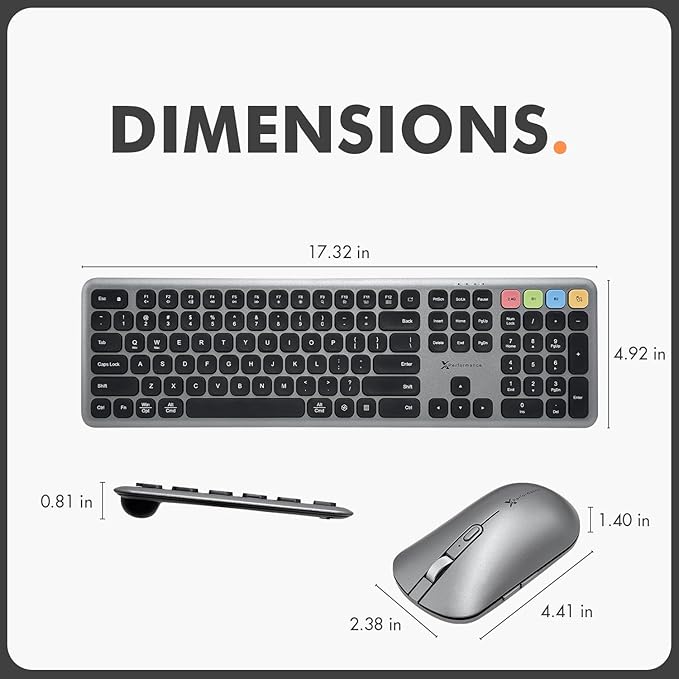 X9 Wireless Bluetooth Keyboard and Mouse Combo (Bluetooth, 2.4Ghz, USB C Wired) - Multi-Device Rechargeable Slim Keyboard and Mouse for Laptop, Windows, PC, Mac, iPad iOS, Android