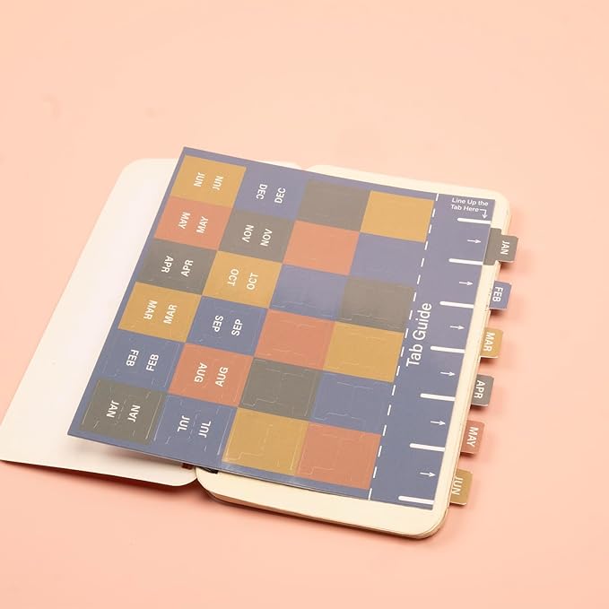 Lumintutu Laminated Planner Monthly Stickers,40 Adhesive Plan Tabs for Notebooks (2 Sets 12 Month Tabs and 24 Blank Tabs), Calendar Monthly Divider Set (Small Morandi)