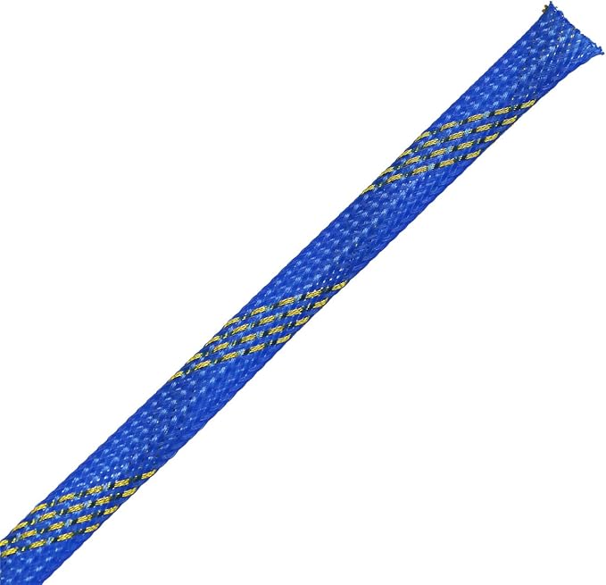30ft PET Expandable Sleeving Wire Cable Sleeve (1/2" Gold&Blue 30ft)