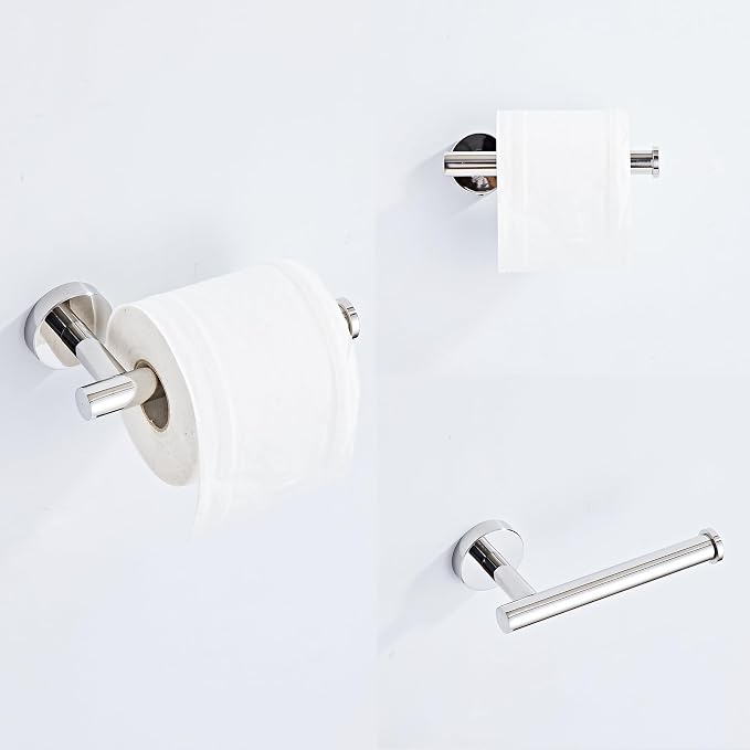 Chrome Bathroom Hardware Set 5 Piece with Towel Racks for Bathroom, SUS304 Stainless Steel Bath Towel Bar Set, 24 Inch Wall Mounted Accessories Kit…