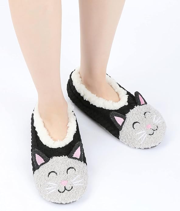 DICUIRD Womens Cute Animal Soft Sole Slipper Socks with Grippers-Fuzzy House Slippers