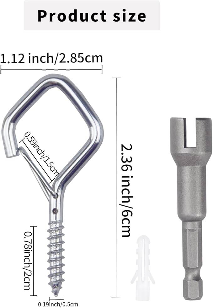 Sexoeie 50 PCS Sliver Eye Screw Hooks for Hanging Heavy Duty with Safety Buckle.Metal Ceiling Hooks for Hanging Plants Cup Wind Chime Bird Feeders Patio Lights at Indoor&Outdoor