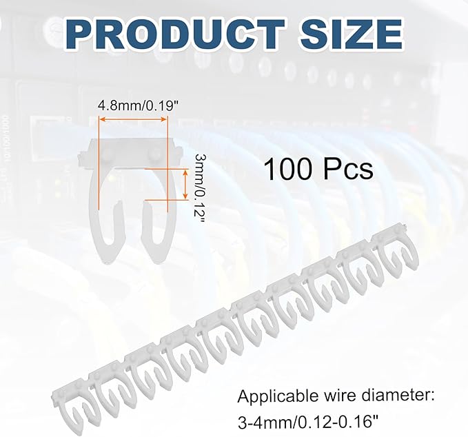 MECCANIXITY 100Pcs Wire Label, 0-9 Digital Cable Labels Tags M-1 Type Cable Numbers Markers for Identification Troubleshooting Maintenance of Wires, White