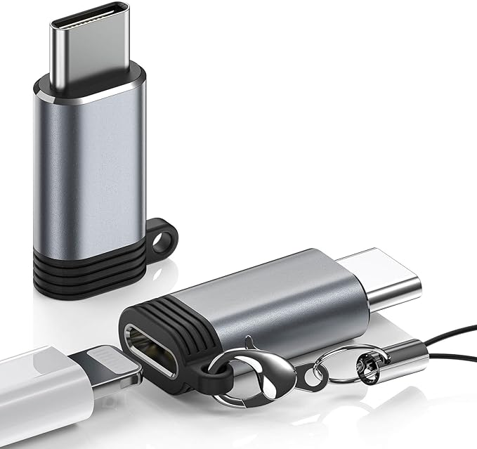 Lightning to USB C Adapter 2 Pack - Fast Charging & Data Transfer USB Type C to Lightning Charger Connector Compatible with iPhone 15/16/17 Pro Max/Plus, Samsung, Pixel - (Not for Audio/OTG)-Dark Gray