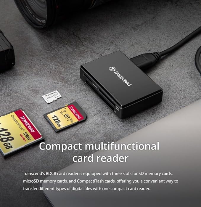 Transcend USB 3.1 Gen 1 Type-C All-in-1 Multi-Card Reader (CF/SD/SDHC/SDXC/microSD)