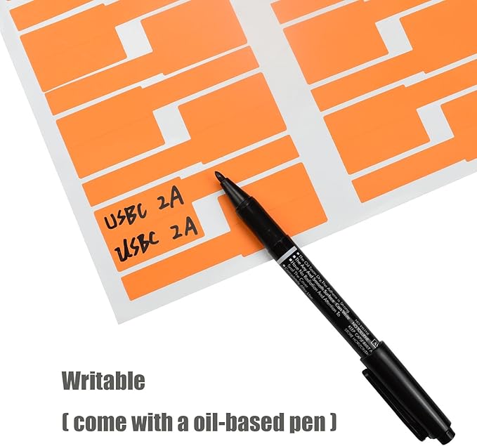 Charging Cable Label Tags, Electrical ID Wire Cords Marker, 8 Color 240pcs, Write and Print, Waterproof, for Computer, Ethernet, Speaker and Phone Wire Management Sticker