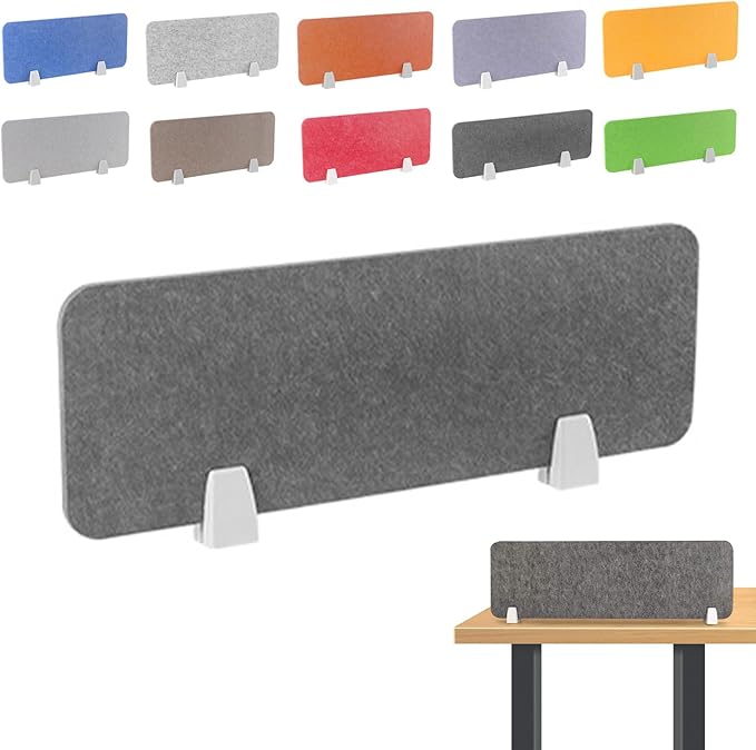 Felt-Covered Panels, soundproof Desk dividers, Removable Acoustic Desk partitions with Two Clips, Suitable for Installation as Privacy Screens in Offices, Studies, classrooms and librari J 11.8x31.5"