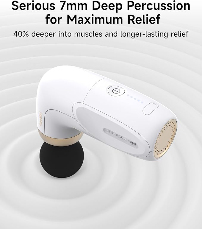 HEYCHY A1 Super Mini Massage Gun, Percussion Deep Tissues Muscle Massager, Compact Sports Travel Massage Gun, Portable Handheld Massager for Office Gifts for Him/Her, Home, Athletes(White)