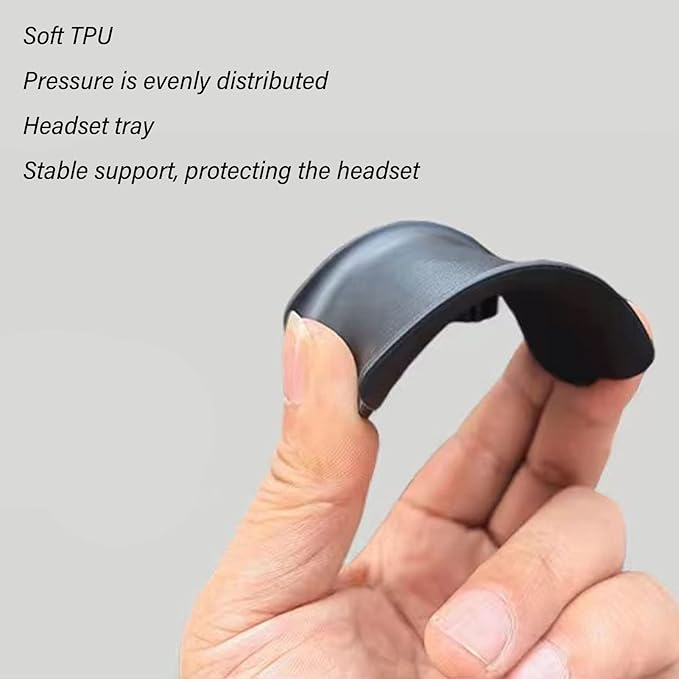 Headphone Stand, Rounded Corner Headset Holder, Anti Slip Base, TPU Tray, Aluminum Supporting Bar Headset Holder for Home Gaming Office (Black)