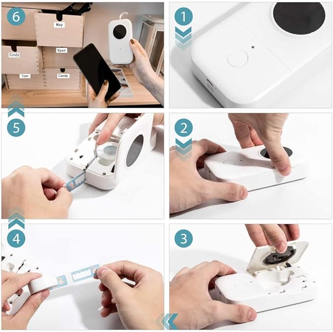 Phomemo D30 Label Maker Tape Cable Wire Label Tape, Black Print on White Sticker, 12.5mm x 74mm+35mm (3/8" x2 7/8"+1 3/8) Self-Adhesive Thermal Label Tape, 65 Tapes/Roll, 3-Roll