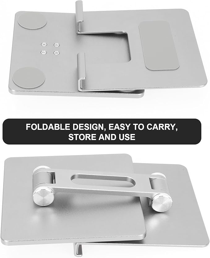 BESPORTBLE Aluminum Alloy Folding Laptop and Tablet Stand Portable Foldable Holder for Desk Use Compatible with Ipad and Notebooks Silver Gray