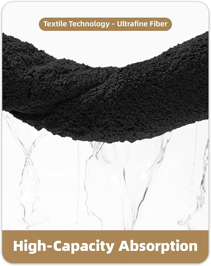 Color&Geometry Small Bath Mats for Bathroom Non Slip, 16"x24" Black Bathroom Rugs, Absorbent, Soft, Washable, Microfiber Bath Rug Shower Mat