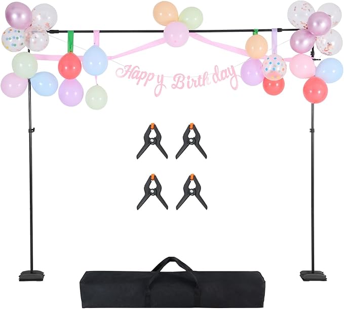 VEVOR Backdrop Stand, 8.5 x 10 ft Adjustable Photo Backdrop Stand Kit, Portable Background with 7 Crossbars, Heavy Duty Projector Screen, for Wedding, Photo Video Studio & Party